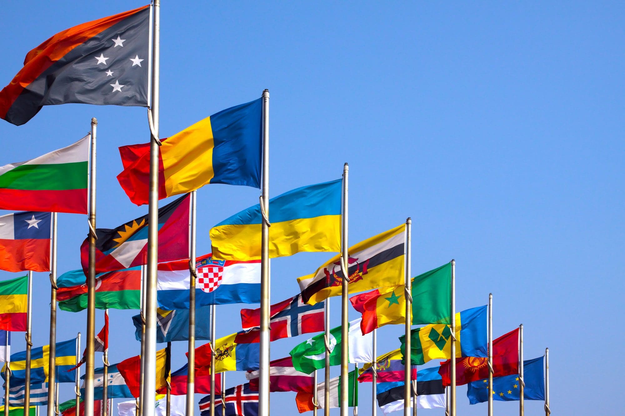 flags of various countries. international students